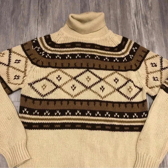 Vtg K-Mart Women’s Pullover Turtleneck Sweater Aztec Print  Grandma core Hippie - Picture 2 of 12